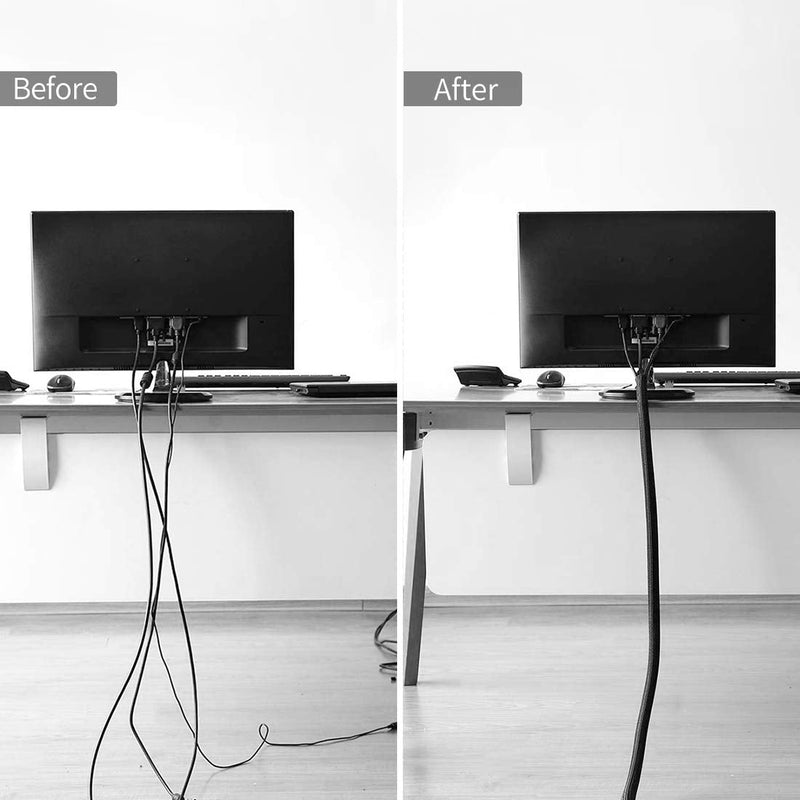  [AUSTRALIA] - Cable Management Sleeve, Protect Cat from Chewing Cords Cord Protector Wire Loom Tubing Cable Sleeve Split Sleeving for TV/Computer/Home Entertainment Audio Video Cable USB Charger Cable 1/2"-30FT