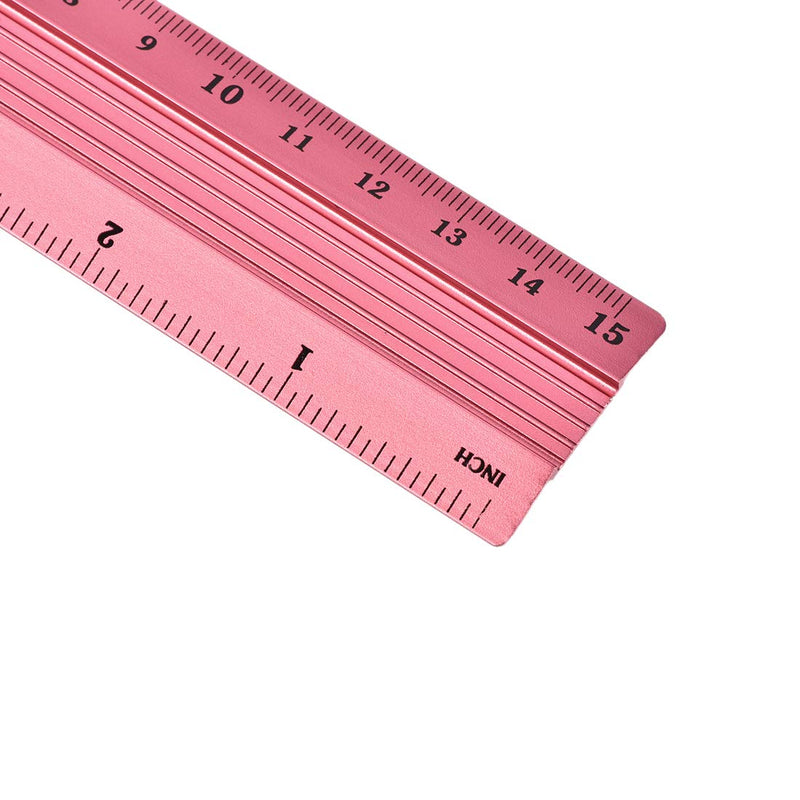  [AUSTRALIA] - uxcell Aluminum Ruler 6 Inches Precision Bevel Edge Metal Ruler Metric and Imperial Ruler for Engineer Drafting Sewing Measuring, Red 6 Inch