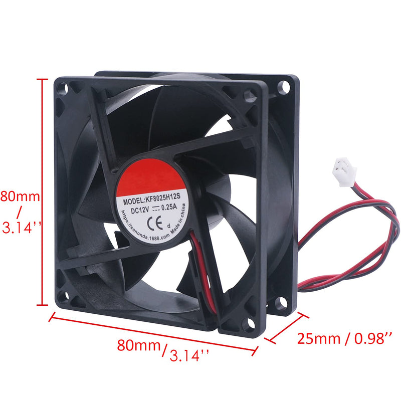  [AUSTRALIA] - TWTADE 2500RPM DC 12V 80mm x 80mm x 25mm 2 Pin Dual Ball Bearing Brushless Quiet Cooling Fan 8025 Fan for Computer case,3D Printer[chip]