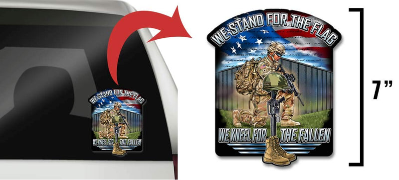  [AUSTRALIA] - Skull Society 3-Pack Stand for The Flag Kneel for The Fallen 7 inch Decal for Cars, Trucks, Motorcycles, Boats & Laptops - Support Our Veterans