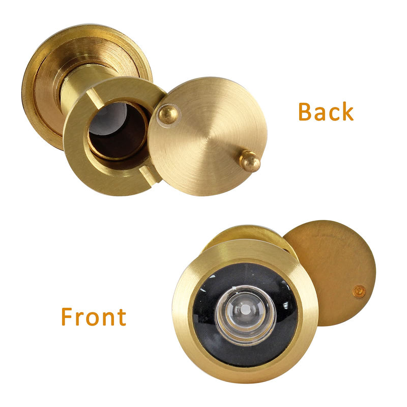  [AUSTRALIA] - BokWin Door Viewer, Solid Brass HD Glass Lens 200-degree Door Viewer with Heavy Duty Rotating Privacy Cover for 1-3/8" to 2-1/6" Doors, Peephole Front Door Viewer for Home Hotel (Polished Gold Finish)