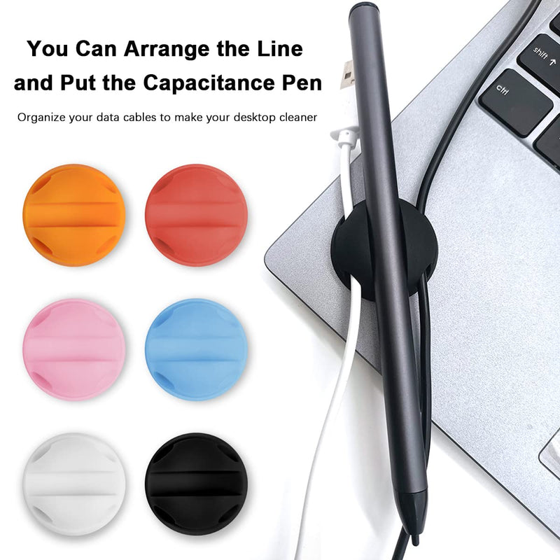  [AUSTRALIA] - Neepanda 6 Pack Cable Clips, Self-Adhesive Colorful Earphone Charge Cords Organizer with Magnetic Attraction Pen Slot for Stylus Pen, Desktop Multipurpose Wire Holder for Home Office Desk Nightstand