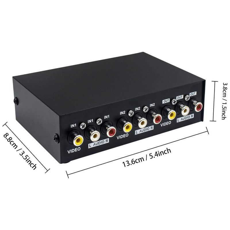  [AUSTRALIA] - Duttek RCA Switch Box, 2 Port AV Switch Box, AV Selector Switch 2 in 1 Out Composite Video L/R Audio RCA Selector Box AV Switch Box Component RCA Switcher for DVD STB Game Consoles