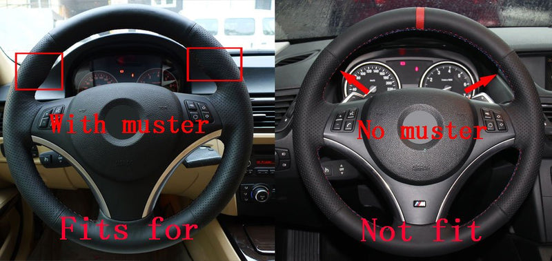  [AUSTRALIA] - Eiseng Steering Wheel Cover for BMW 128i 135i / for BMW E90 E91 325i 328i 328i XDrive/for BMW 330i / for BMW 335i 335 Xi 335D 335i XDrive Black Microfiber Leather Interior accessories (Black Thread) Black Thread