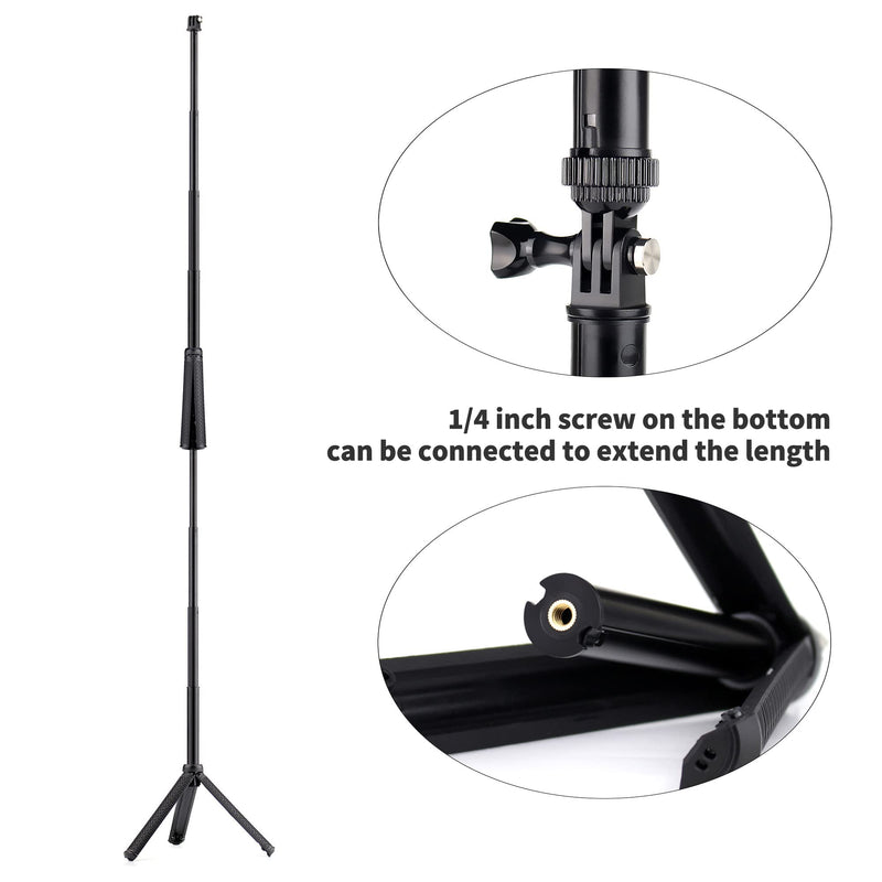  [AUSTRALIA] - YALLSAME Aluminum Selfie Stick Monopod for GoPro Hero 10 9 8 7 6 5 4 3 Max AKASO SJCAM DJI OSMO Action Camera with Floating Grip, Used as Extendable Telescoping Monopod Pole/Hand Grip/Tripod Stand