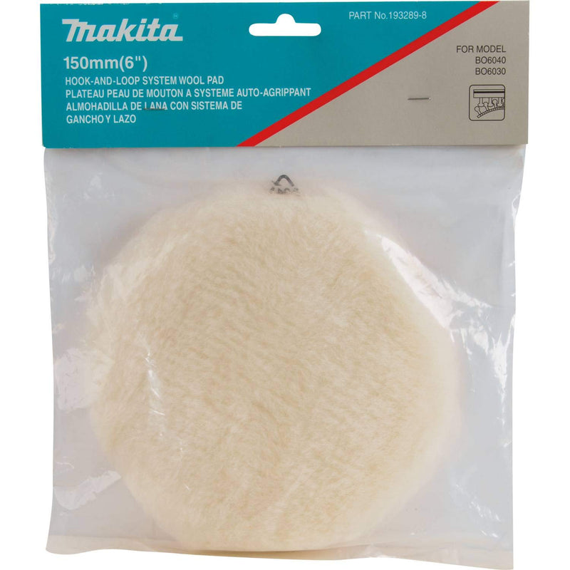  [AUSTRALIA] - Makita 199424-6 6" Round Hook & Loop Wool Polishing Pad