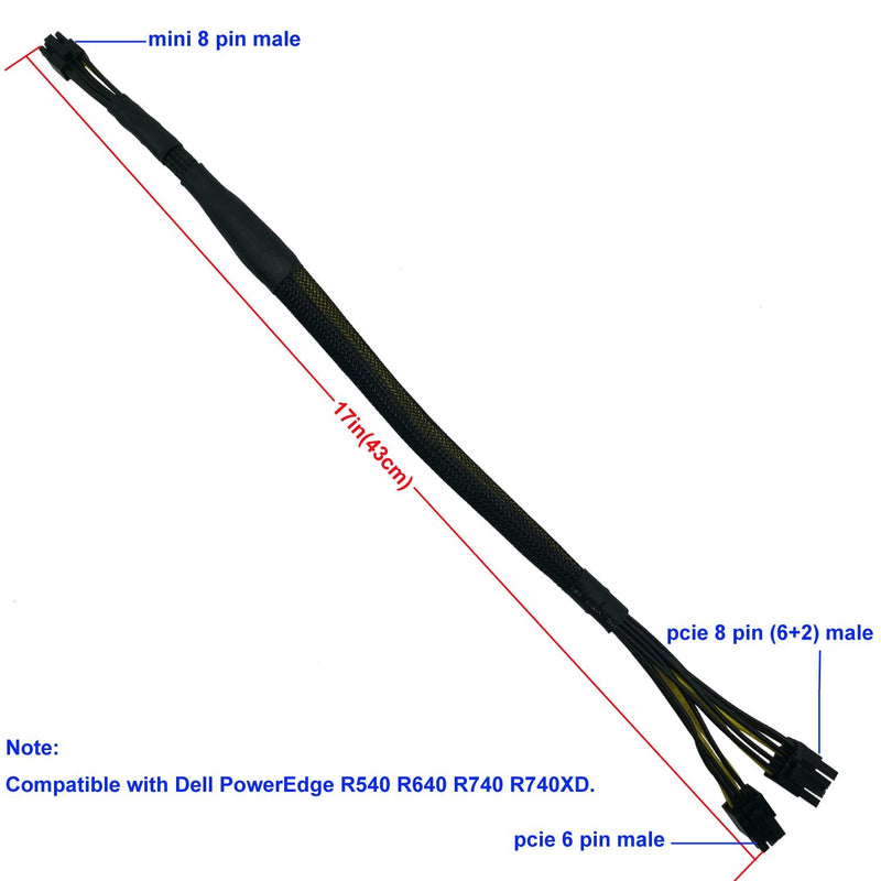  [AUSTRALIA] - COMeap Mini 8 Pin to 8 Pin(6+2) 6 Pin PCIe Power Adapter Cable for Dell PowerEdge R540 R640 R740 R740XD Lenovo ThinkSystem SR650 Part Number TR5TP 17-inch(43cm)