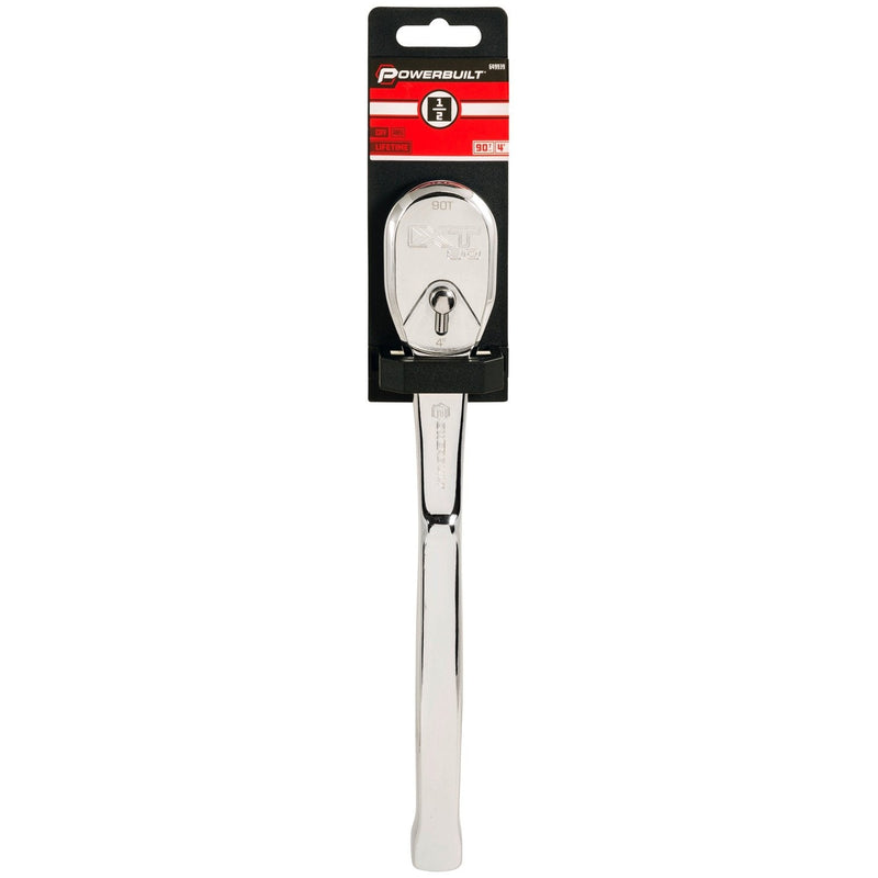  [AUSTRALIA] - Powerbuilt 1/2" Drive XT90 90 Tooth Professional Ratchet, Seal-Head Ratchet, Full-Polish, Long Handle - 649939