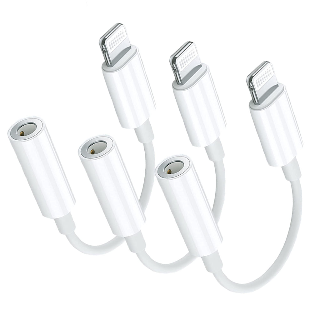  [AUSTRALIA] - Apple MFi Certified 3 Pack Aprolink Lightning to 3.5 mm Headphone Jack Adapter, iPhone Audio Dongle Cable Earphones Headphones Converter Compatible with iPhone 12 12 Pro 11 11 Pro X XR XS XS Max 8 7
