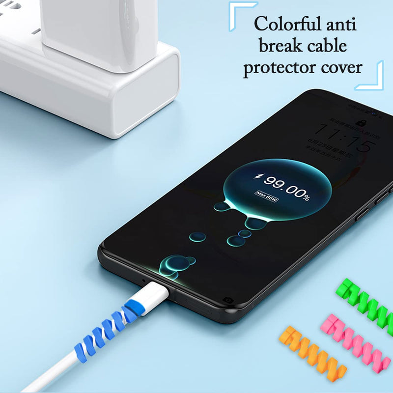  [AUSTRALIA] - Fanoshon 35 PCS Charging Cable Protectors Charger Cord Savers for iPhone Cables, Spiral Silicone USB Cable Ends Markers Covers for Most Cellphone and Tablet Data Lines (with 4 pcs Desk Cable Drops)