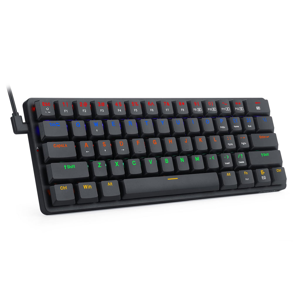  [AUSTRALIA] - Redragon 60 Percent Mini Keyboard, Mechanical Gaming Keyboard with Low Profile Blue Switches, 18 LED Backlits, Wired Compact Portable Keyboard for Windows PC Mac, Typing, Travel, K615 Low Profile Blue Switch