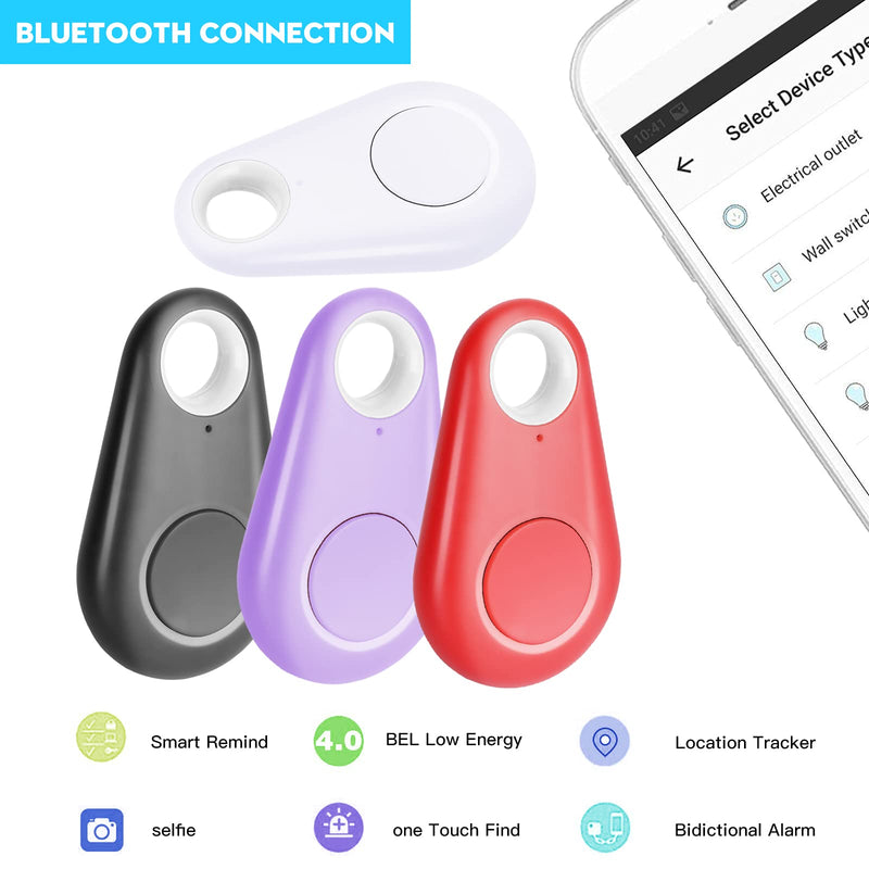  [AUSTRALIA] - Smart Tracker 4 Pack, Key Finder Bluetooth Locator Wireless Anti Lost Alarm Sensor Device Remote Finder, for Kids Locating Phone Keys Wallets Luggage Item Finder
