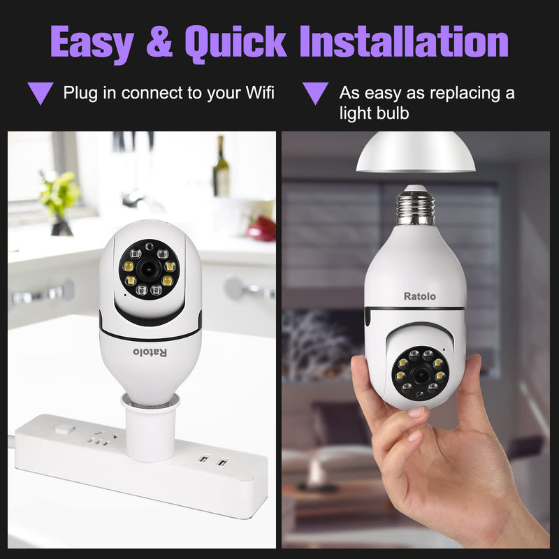  [AUSTRALIA] - Security Camera with 64GB Memory Card(2 Packs) 1080P Wireless WiFi Outdoor Home E27 360 Degree Panoramic Security IP Camera Motion Detection and Alarm Two-Way Audio 2PC & 64GB card