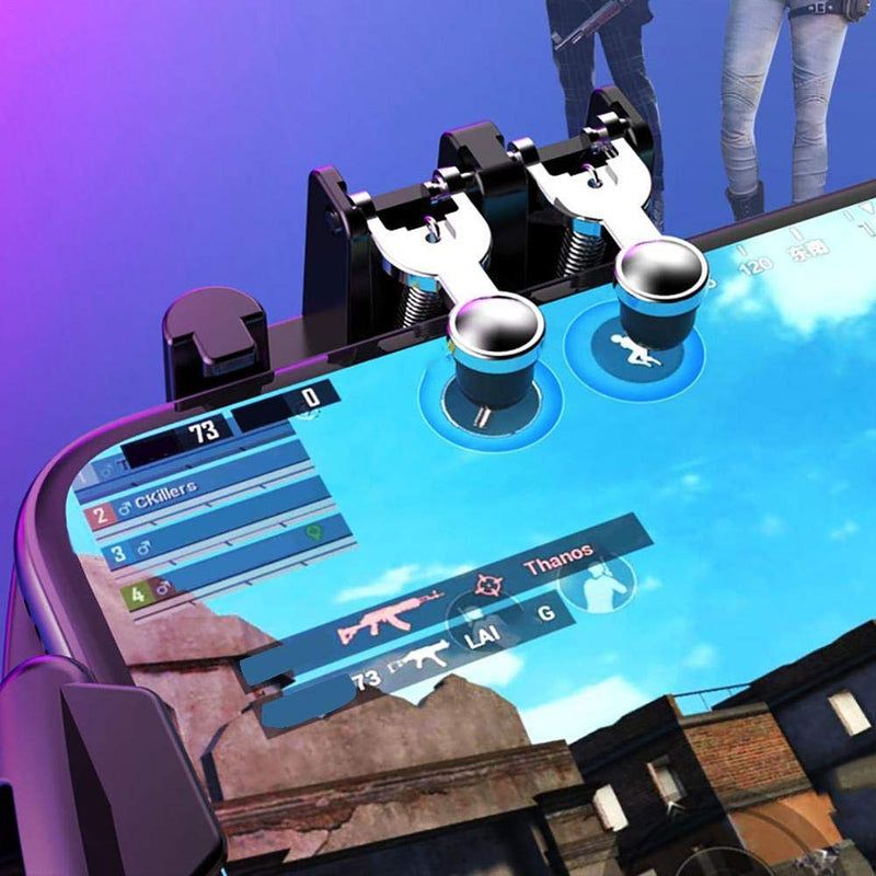  [AUSTRALIA] - FURZEQIFA PUBG Mobile Controller Joystick Turnover Button Gamepad for PUBG iOS Android Six Finger Operating Gamepad With Cooling Fan