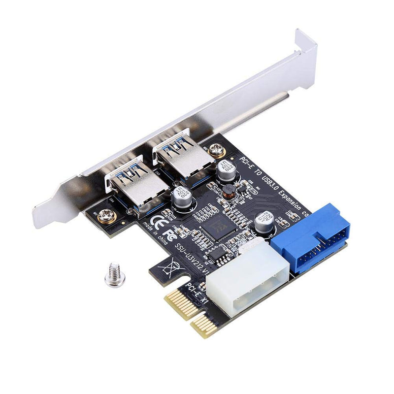  [AUSTRALIA] - PCI-E to USB 3.0 PCI Express Card, 5 Gbps 2-Port PCIe to USB Expansion Card Adapter with Front 19PIN Power Connector Interface for Desktops