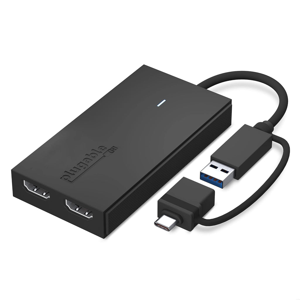  [AUSTRALIA] - Plugable USB 3.0 or USB C to HDMI Adapter for Dual Monitors, Universal Video Graphics Adapter for Mac and Windows, Thunderbolt 3/4, USB 3.0 or USB-C, 1080p@60Hz