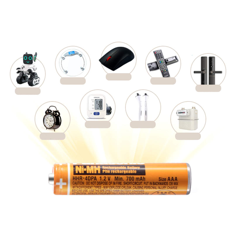 4 Pack HHR-4DPA NI-MH Rechargeable Battery for Panasonic 1.2V 700mAh AAA Battery for Cordless Phones - LeoForward Australia
