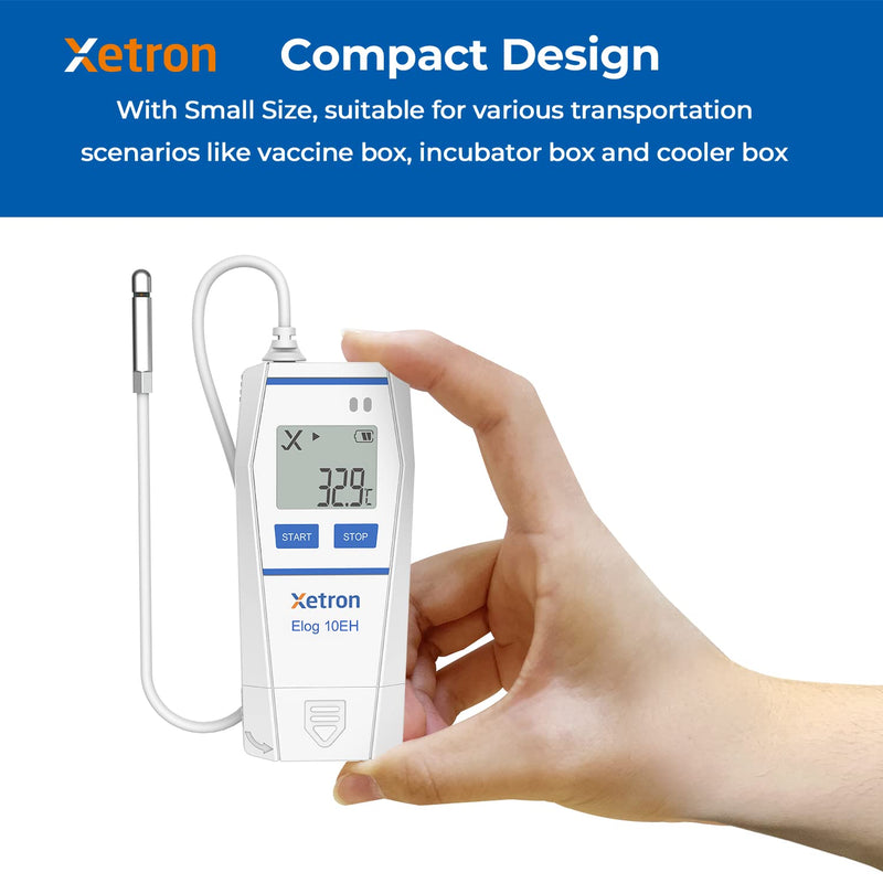  [AUSTRALIA] - Xetron Elog10EH Temperature Logger 32000 Point, Data Logger Humidity Meter with External Sensor, Data Logger PDF Export for Data Analysis Temperature Measuring Range -30~70°C