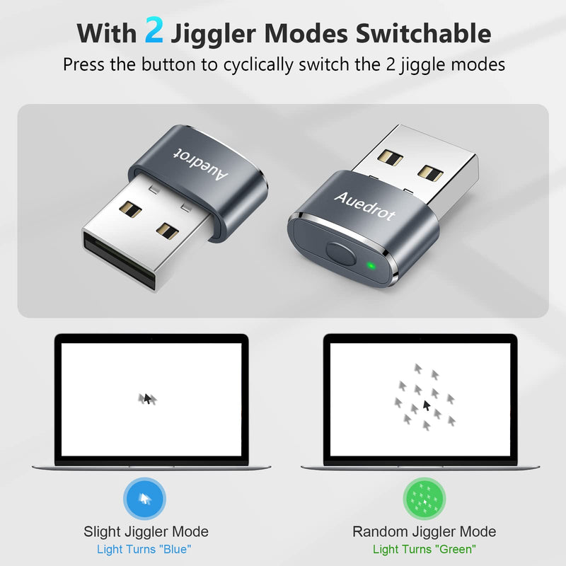  [AUSTRALIA] - Mouse Jiggler Undetectable Metal USB Mouse Mover with Switch Button, Automatic Mini Mouse Shaker with 2 Jiggle Modes, Mouse Simulator, Driver-Free, Plug & Play Keep Computer/Laptop Awake, Gray, 2 PCS