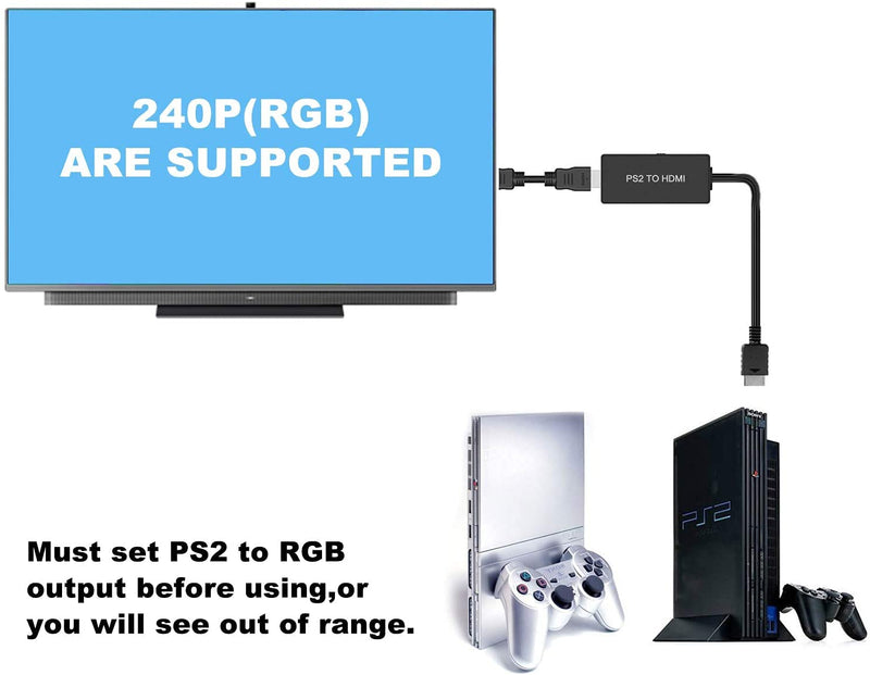  [AUSTRALIA] - PS2 to HDMI Converter Adapter, PS2 HDMI Video Converter PS2 HDMI Converter with 3ft HDMI Cable for Sony Playstation 2/ Playstation 1/ Playstation 3 (PS2 & PS1& PS3)