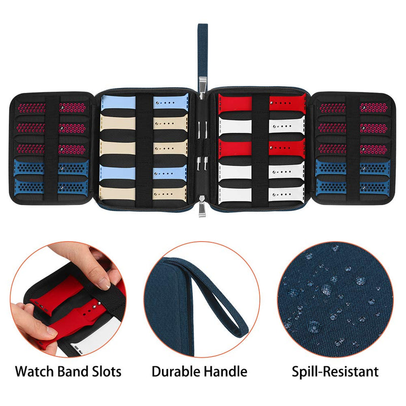  [AUSTRALIA] - Betoores Watch Band Case Travel Organizer Bag, Expandable Watch Band Storage Case Hold 20 Smart Watch Straps, Compatible with Apple Watch, Fitbit Series - Blue