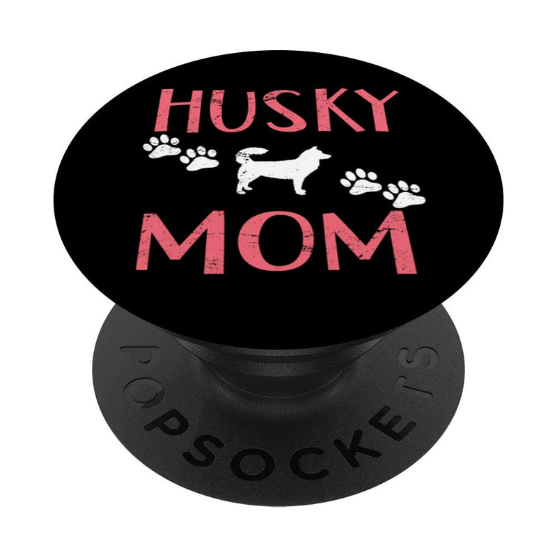  [AUSTRALIA] - CocomoSoul-Mobile Husky Mom Pink Husky Lover PopSockets Stand for Smartphones and Tablets PopSockets PopGrip: Swappable Grip for Phones & Tablets Black