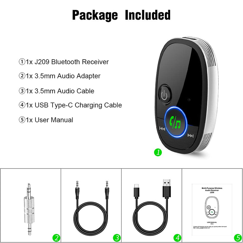  [AUSTRALIA] - Golvery Bluetooth Aux Adapter for Car, Wireless Bluetooth 5.0 Receiver for Home Stereo/ Wired Speaker/ Headphones, Noise Cancelling Mic for Hands-Free Call, Volume Control, 3.5 Aux Port, Plug n Play