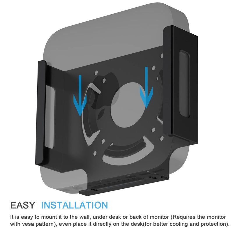  [AUSTRALIA] - Mac Mini M1 Mount, IFCASE Heat Dissipation Design Anti-Scratch Behind Monitor, Under Desk, Wall Mount Stand for Mac Mini 2010 to 2021 M1, Compatible with VESA Hole (Black) Black