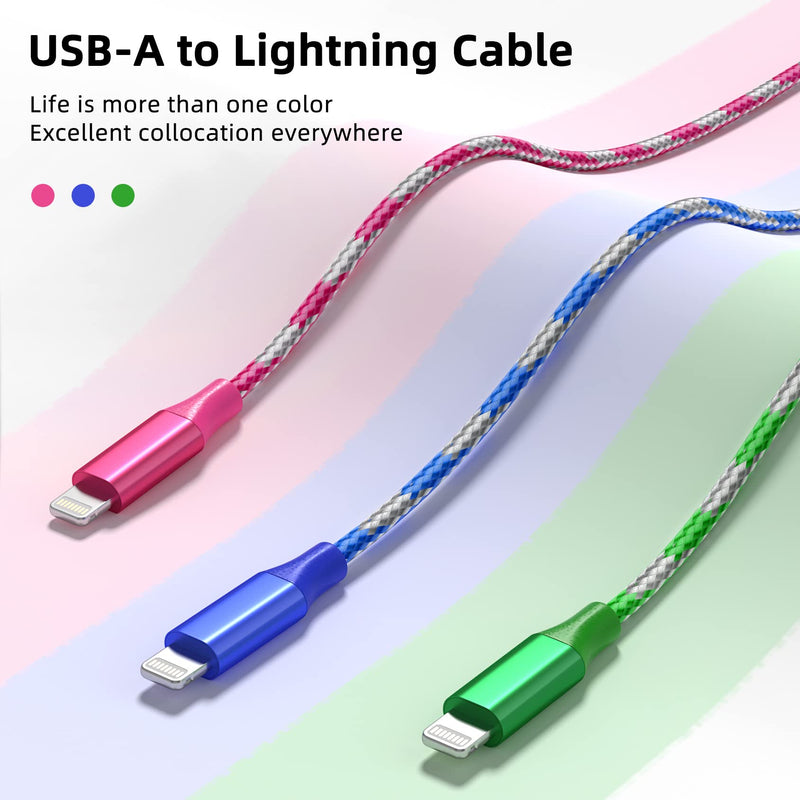  [AUSTRALIA] - MenoSupp iPhone Charger Fast Charging Cable 3 Pack 10 FT MFI Certified Lightning Cable Nylon Braided iPhone Charger Cord Compatible with iPhone 13 12 11 Pro Max XR XS X 8 7 6 Plus SE and More