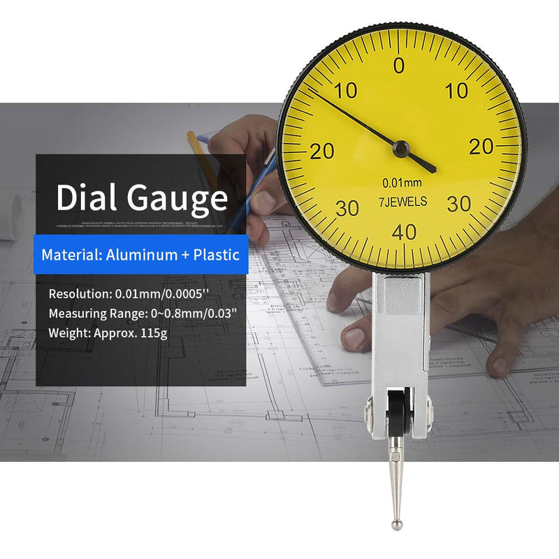  [AUSTRALIA] - Dial Indicator Accuracy 0.01mm Lever Dial Indicator Dial Gauge Tool Kit Gage with Gray Case