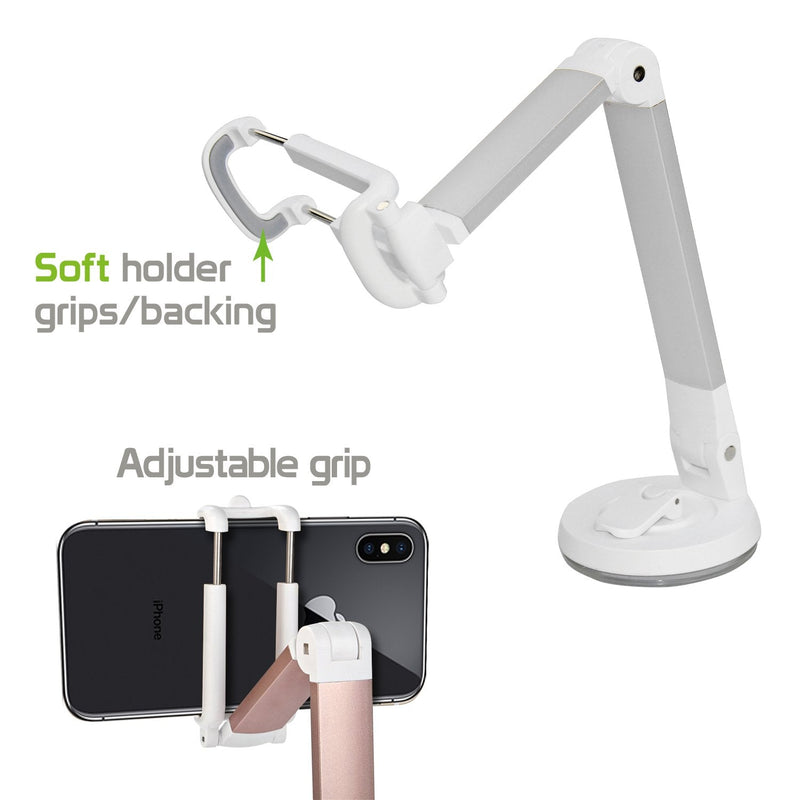  [AUSTRALIA] - Adjustable Cell Phone Holder Desk Stand – Folding Desktop Mount with Universal Phone Dock Cradle for All Mobile Phones – Case Friendly (Pink)