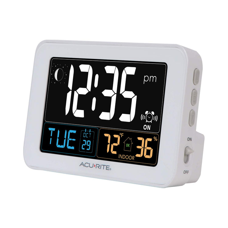  [AUSTRALIA] - AcuRite Intelli-Time Alarm Clock with USB Charger, Indoor Temperature and Humidity (13040CA), 0.8, White