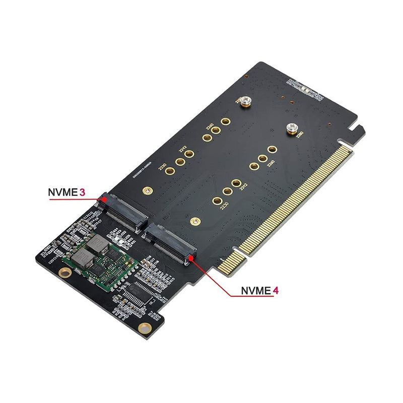  [AUSTRALIA] - Chenyang CY M.2 NVME Gen 3.0 Adapter M.2 NVME AHCI X4 to PCIE Express 3.0 Gen3 X16 Raid Card VROC Raid0 Hyper Adapter Black 4xNVME