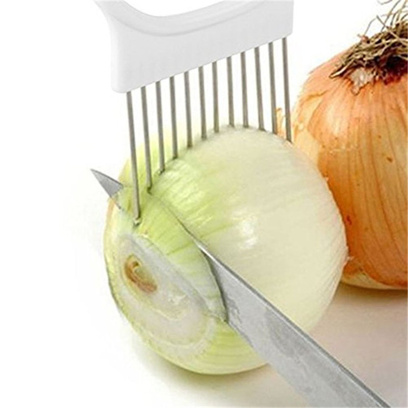  [AUSTRALIA] - Onion Holder Slicer Cutter Chopper - Tomato Vegetable Lemon Potato Cutter Slicer Odor Remover (White+White) White+Orange