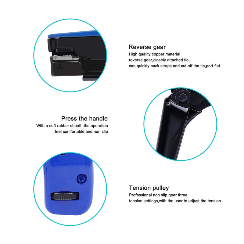  [AUSTRALIA] - Cable Tie Gun,Knoweasy Fastening Cable Tie Tool,Die-Cast Steel Flush Cut Zip Tie Gun with Steel Handle for Nylon Cable Tie,7 Inches Length Blue