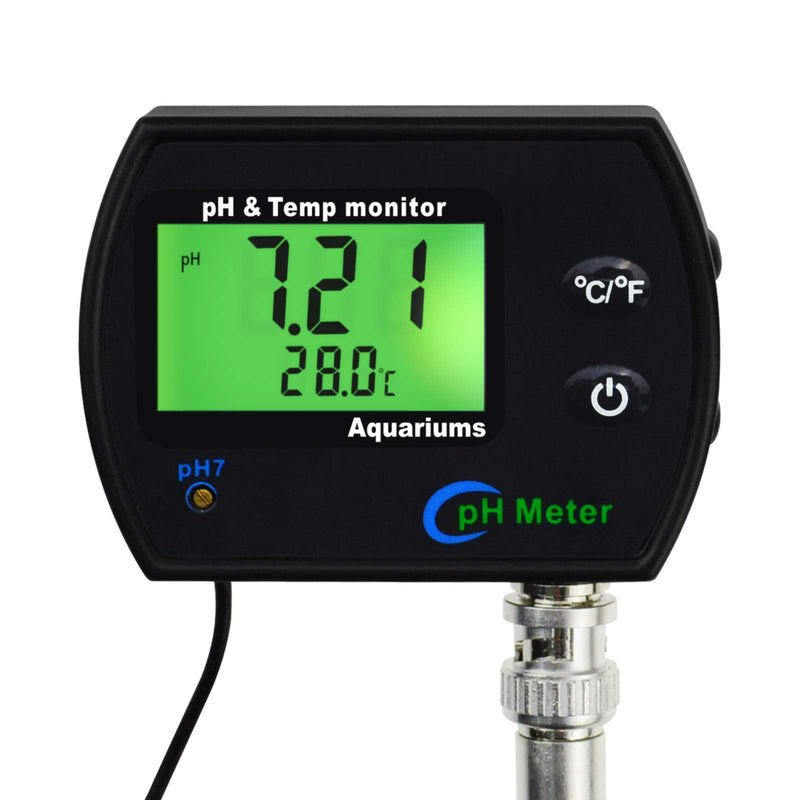 PH & Temperature 2-in-1 Continuous Monitor Meter w/Backlight Replaceable Electrode, Dual Display 0.00~14.00pH °C/ °F Water Quality Monitoring Kit, for Aquariums Hydroponics Pools Tanks Spa - LeoForward Australia