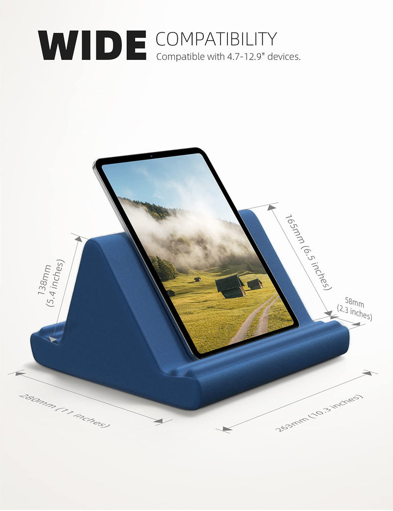  [AUSTRALIA] - Lamicall Tablet Pillow Holder, Pillow Soft Pad - Bed Tablet Stand, Tablet Dock for Lap with Pocket & 4 Viewing Angles, for iPad Pro 11, 10.5,12.9 Air Mini, Kindle, 4-13" Phone and Tablet, Royal Blue