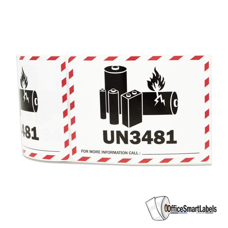 300 Labels - UN3481 Lithium Ion Battery Stickers for Battery Warning Shipping & Handling Warning (4 x 3 Inch - 1 Roll) Un3481 Battery Warning - LeoForward Australia