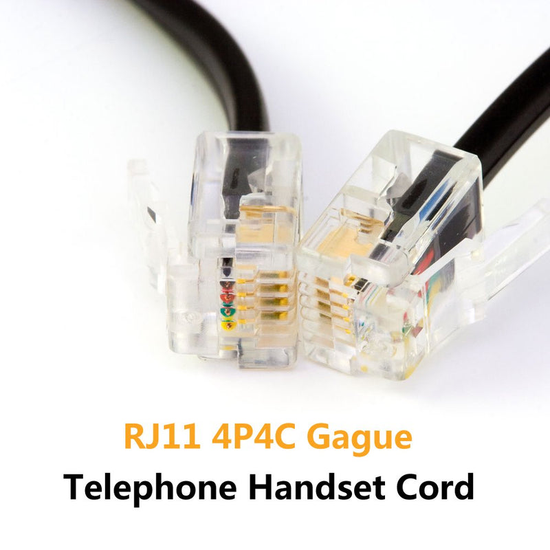Telephone Phone Handset Cable Cord,Uvital Coiled Length 0.72 to 6 Feet Uncoiled Landline Phone Handset Cable Cord RJ9/RJ10/RJ22 4P4C(Black,2 PCS) - LeoForward Australia