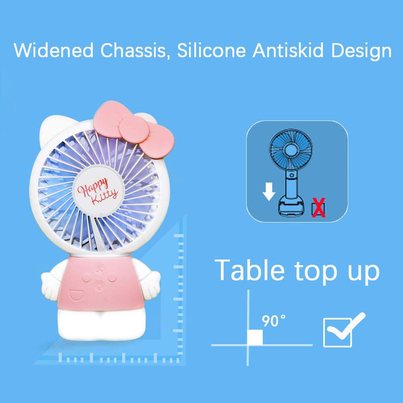  [AUSTRALIA] - Portable Personal Small Desk Fan, Mini fans USB Battery operated Cute Kitty Cat Design, With Small Night Light And LED Colorful Atmosphere Light (Pink) Pink