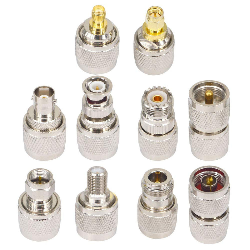  [AUSTRALIA] - Boobrie 10PCS RF Coaxial Connector Sets UHF Adapter Kit UHF Male Connector UHF to F/UHF to BNC/UHF to N/UHF to SMA Adapter UHF Cable Connector Male to Female Cable Connectors PL259 Connector