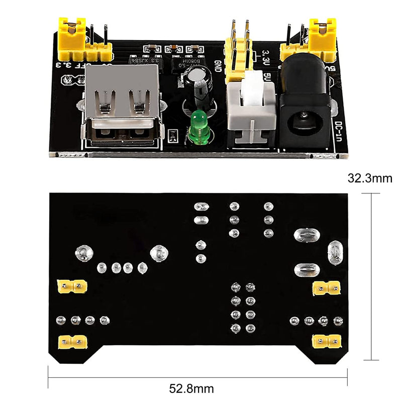  [AUSTRALIA] - 5 Sets MB102 3.3V/5V Solderless Breadboard Power Supply Module + 9V Battery Clip Buckle T-Type Power Cable Male 2.1MM DC Jack Plug for Arduino Nano