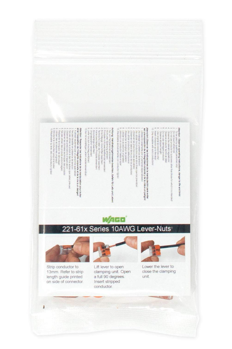  [AUSTRALIA] - Wago 221-612 LEVER-NUTS 10AWG 2 Conductor Compact Wire Connectors 10 PK Pack of 10