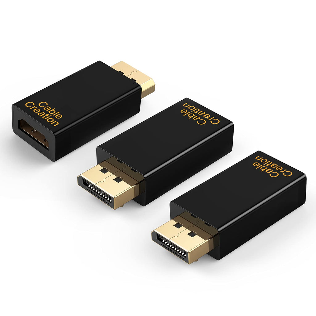  [AUSTRALIA] - DP to HDMI Adapter [3-Pack], CableCreation 4K 3D Gold Plated Displayport to HDMI Converter Male to Female Black [3-Pack] 4K@30Hz