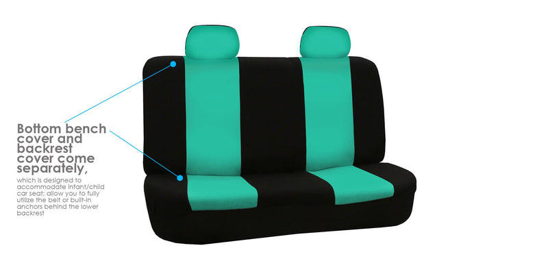  [AUSTRALIA] - TLH Flat Cloth Seat Covers Rear, Mint Color-Universal Fit for Cars, Auto, Trucks, SUV
