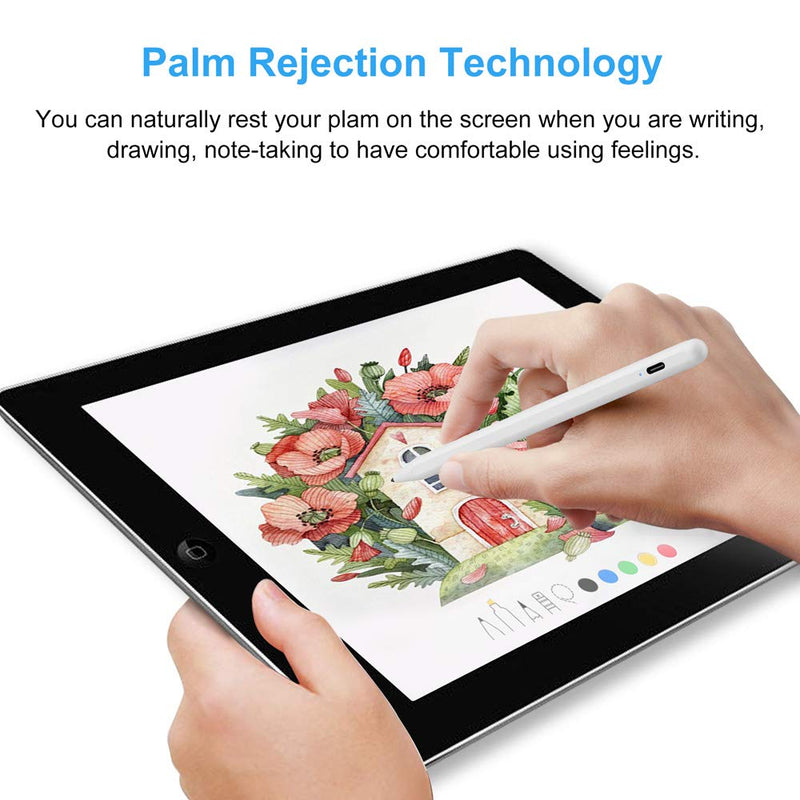 Stylus Pen for iPad with Palm Rejection, FOJOJO Active Pencil Compatible with (2018-2020) Apple iPad 8th/7th/6th Gen, iPad Air 4th/3rd Gen, iPad Pro 11 & 12.9 inch, iPad Mini 5th Gen White - LeoForward Australia
