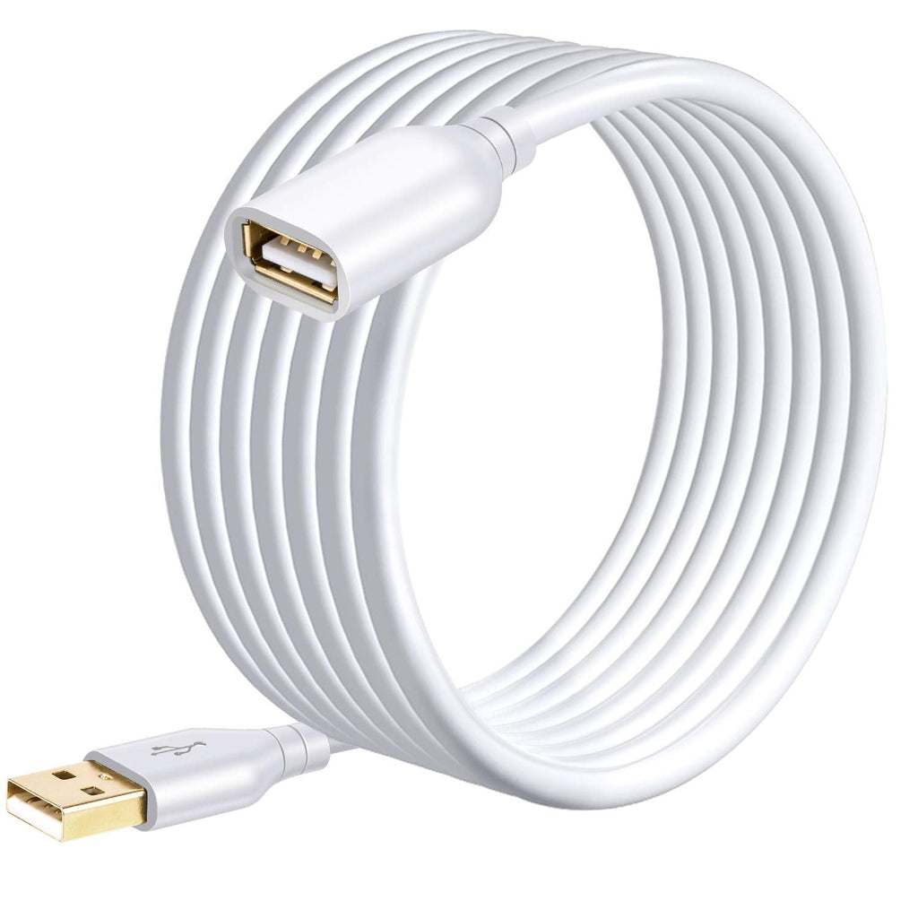 [AUSTRALIA] - Costyle USB Extension Cable White 15Ft, USB 2.0 Extension Cord Type A Male to A Female White USB Extender Cable for Hard Drive, Security Camera,Printer, USB Keyboard,Mouse