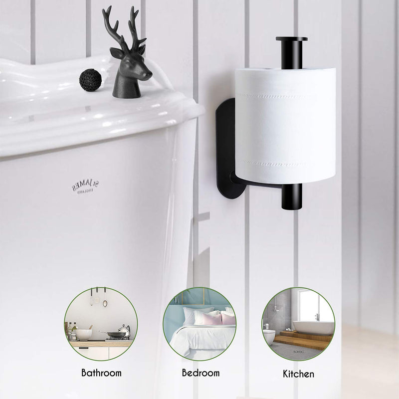  [AUSTRALIA] - LEHOM Toilet Paper Holder, Self Adhesive Toilet Paper Roll Holder for Bathroom Washroom Kitchen Stick On Wall Mount Matt Black