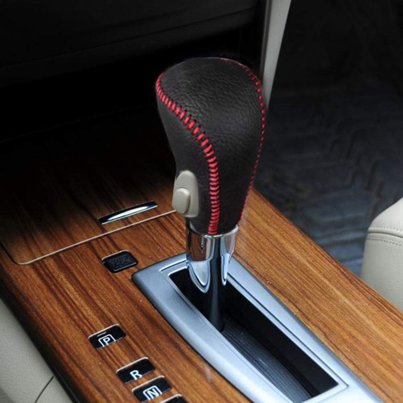  [AUSTRALIA] - Non-slip Leather Shift Lever Cover Automatic Car Gear Knob Stick Protector Trim Fit For NISSAN TEANA Black Leather H Type Automatic Transmission