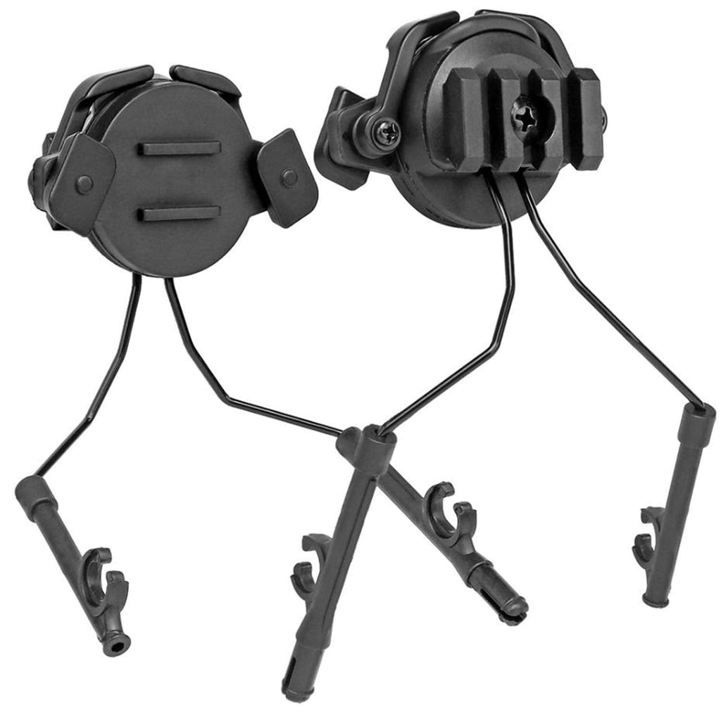  [AUSTRALIA] - JFFCESTORE Tactical Helmet Headset Support ARC Adapter/Tactical Helmet Rail (19-21mm) Suspension Headphones Bracket left & Right Side Attachments For Peltor Comtac （Black） Black
